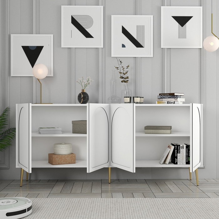 Hanah Home Lyon 80 Consola Blanco y Dorado